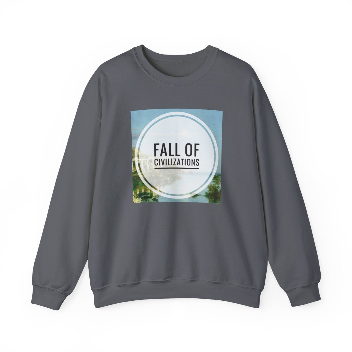 Fall of Civilizations Crewneck | Vintage Nature Circle Graphic Sweatshirt | Fall of Civilizations Podcast - alternate angle 2, merchandise