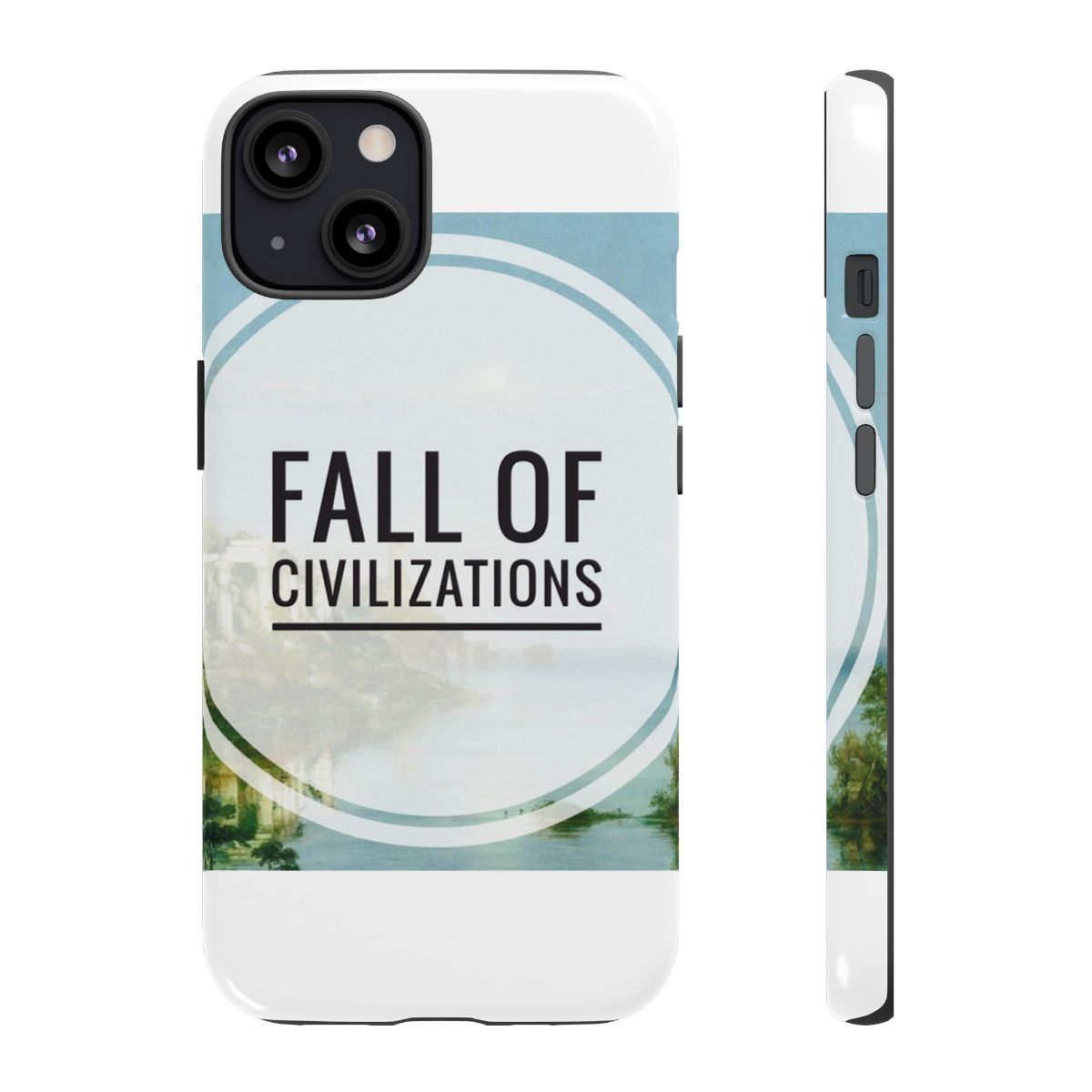 Fall of Civilizations phone case | landscape circle text design | Fall of Civilizations Podcast