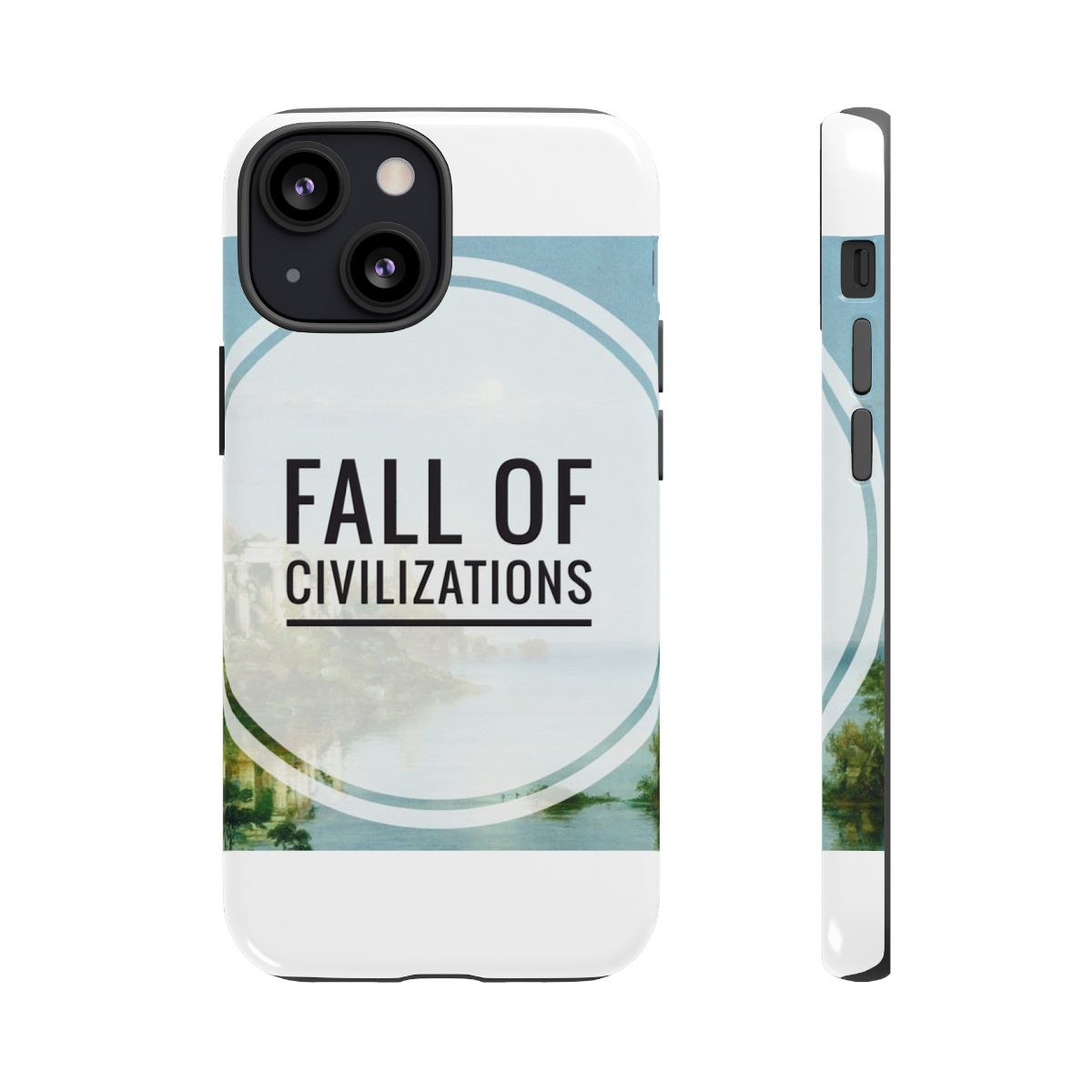 Fall of Civilizations phone case | landscape circle text design | Fall of Civilizations Podcast - alternate angle 2, merchandise