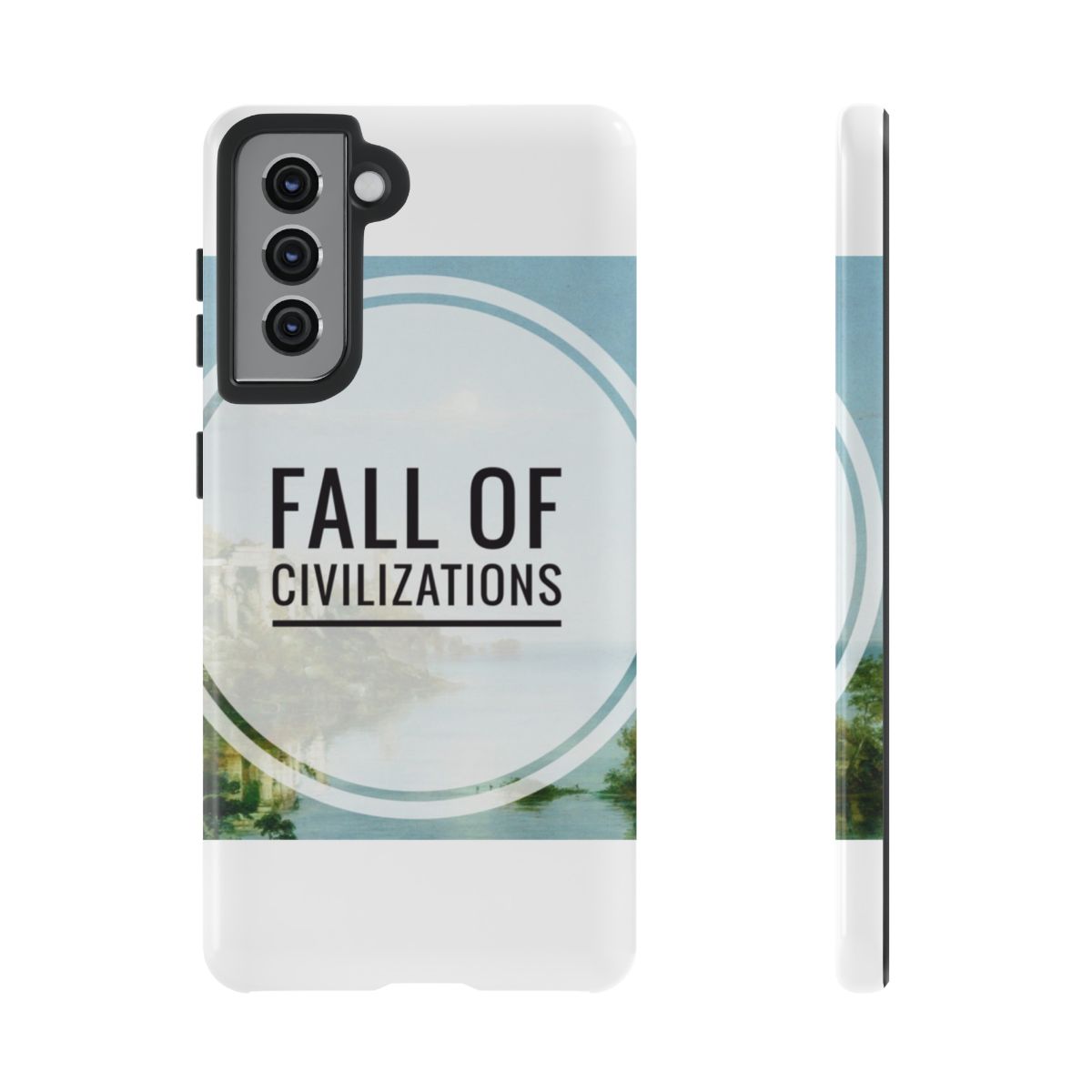 Fall of Civilizations phone case | landscape circle text design | Fall of Civilizations Podcast - alternate angle 4, merchandise